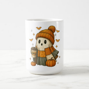 Cute Ghost Drinking Coffee Halloween Mug