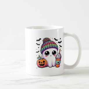 Cute Ghost Drinking Coffee Latte Ghost Boo Hallowe Mug