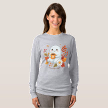 Cute Ghost Drinking Coffee T-Shirt - Cosy Vibes O