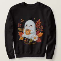 Cute Ghost Drinking Coffee T-Shirt - Cosy Vibes O
