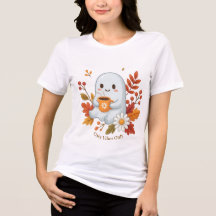 Cute Ghost Drinking Coffee T-Shirt - Cosy Vibes O