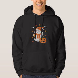 Cute Ghost Drinking Ice Coffee Halloween Hoodie