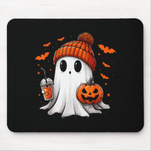 Cute Ghost Drinking Ice Coffee Halloween Pumpkin M Mouse Mat