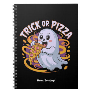 Cute Ghost Eating Pizza Fun Creepy Trick or Pizza Notebook