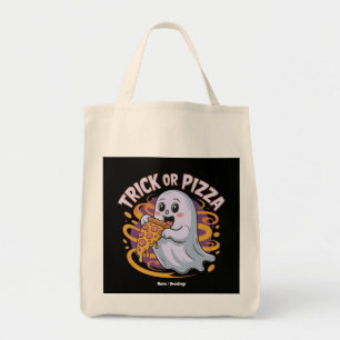 Cute Ghost Eating Pizza Fun Creepy Trick or Pizza Tote Bag