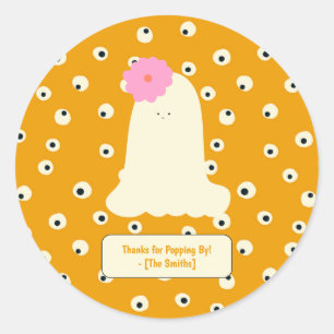 Cute Ghost Eyeball Pattern Halloween Thank You Classic Round Sticker