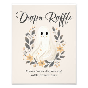 Cute Ghost Fall Diaper Raffle Baby Shower Sign