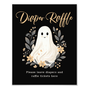 Cute Ghost Fall Diaper Raffle Baby Shower Sign