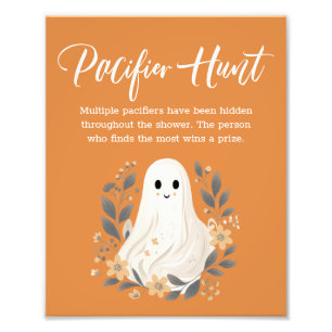 Cute Ghost Fall Pacifier Hunt Baby Shower Sign