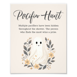 Cute Ghost Fall Pacifier Hunt Baby Shower Sign
