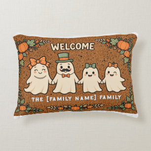 Cute Ghost Family Halloween Doormat Pumpkin Decorative Cushion