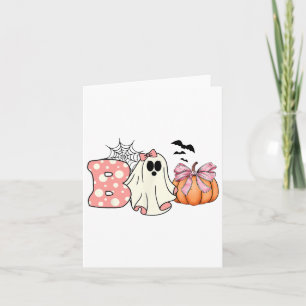 Cute Ghost Floral Boo Halloween Boy Girl Ghost Spo Card