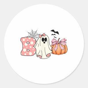 Cute Ghost Floral Boo Halloween Boy Girl Ghost Spo Classic Round Sticker
