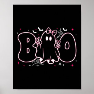 Cute Ghost Floral Boo Halloween Boy Girl Ghost Spo Poster
