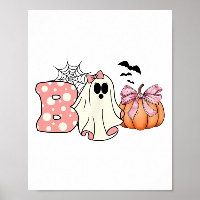 Cute Ghost Floral Boo Halloween Boy Girl Ghost Spo Poster (Front)