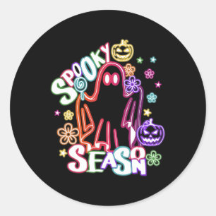 Cute Ghost Floral Coquette Halloween Pumpkin Spook Classic Round Sticker