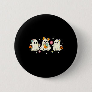 Cute Ghost Floral Groovy Vintage Halloween Spooky 6 Cm Round Badge