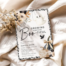 Cute Ghost & Floral Halloween Baby Shower