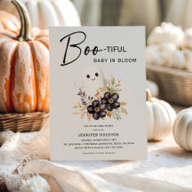 Cute Ghost & Floral Halloween Baby Shower