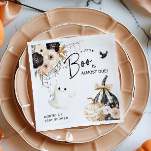 Cute Ghost & Floral Halloween Baby Shower Napkin