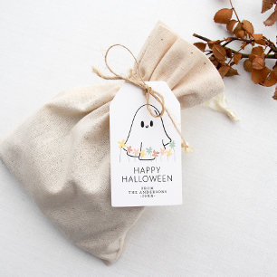 Cute Ghost Floral Halloween Gift Tags