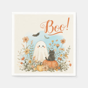 Cute Ghost Floral Halloween Napkin