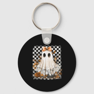 Cute Ghost Floral Lace Chequered Halloween Spooky Key Ring