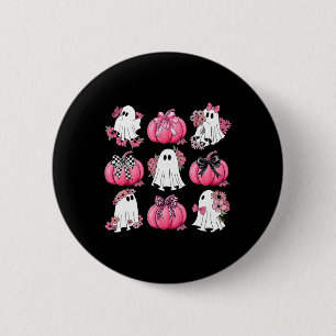 Cute Ghost Florals Pink Coquette Bows Pumpkins Hal 6 Cm Round Badge