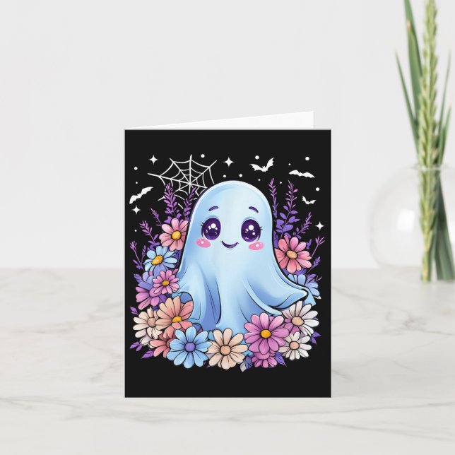 Cute Ghost Flower Halloween Costume Girl Women Spo Card (Front)