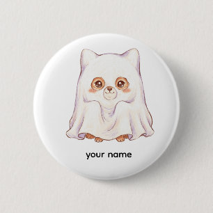 Cute Ghost Fox Halloween - Spooky Cute Chubby Anim 6 Cm Round Badge