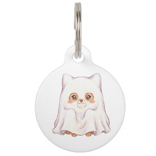 Cute Ghost Fox Halloween - Spooky Cute Chubby Anim Pet Tag
