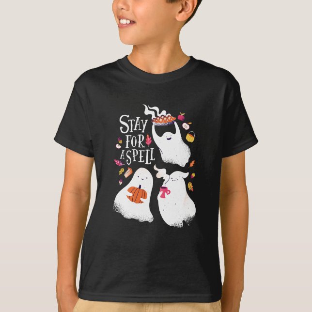 Cute Ghost Funny Halloween Design T-Shirt (Front)