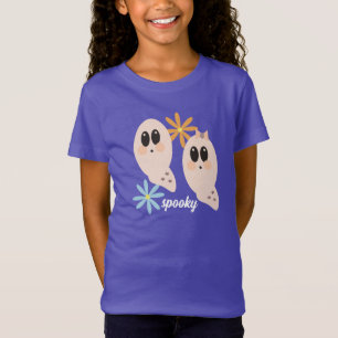 Cute Ghost Ghoul Retro Groovy Floral    T-Shirt