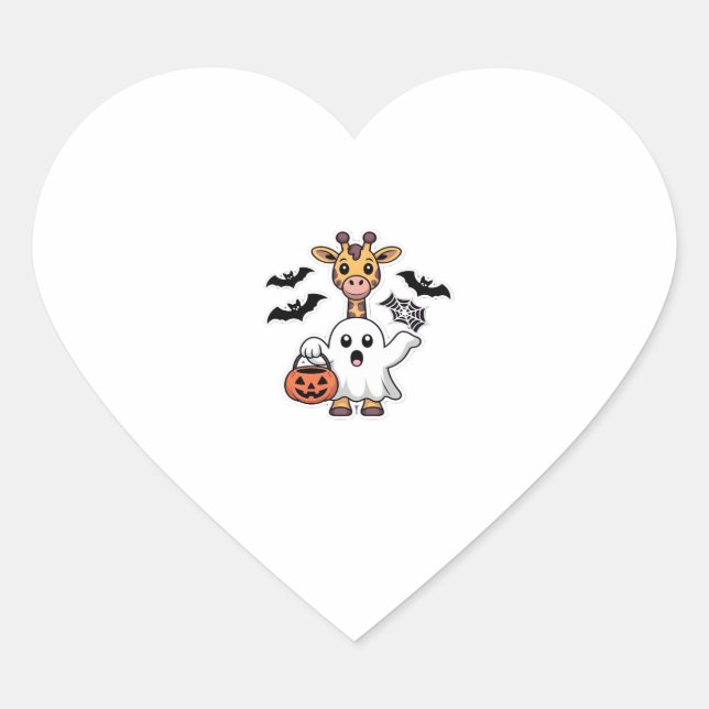 Cute Ghost Giraffe � Funny Halloween Costume for S Heart Sticker (Front)