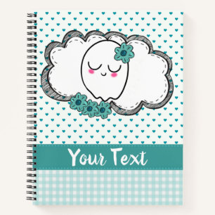 Cute Ghost Girly Green Hearts Design Notebook