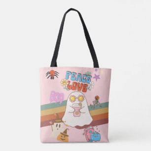 Cute Ghost Groovy Style Light Pink  Tote Bag