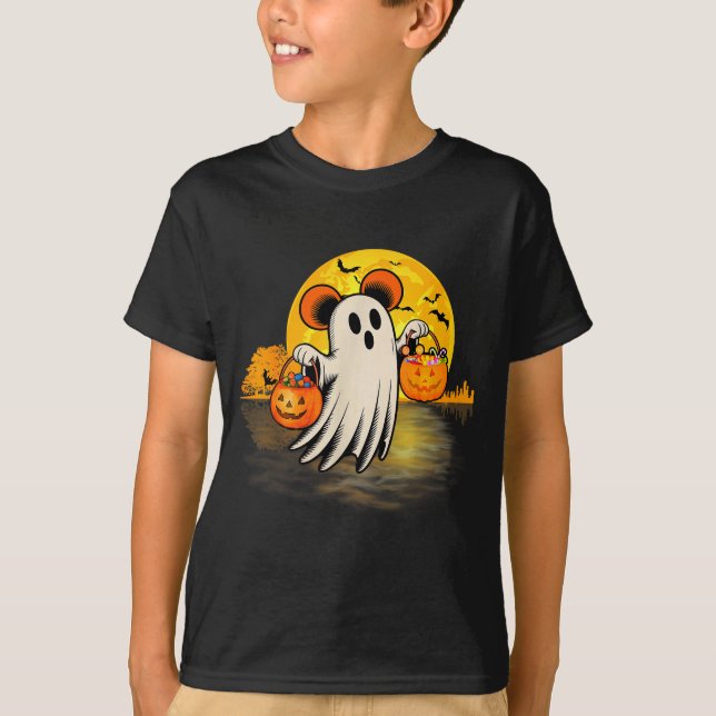 Cute Ghost Guitar Halloween Pumpkins Candy Soky Se T-Shirt (Front)