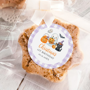 Cute Ghost Halloween 1st Birthday Party Classic Round Sticker