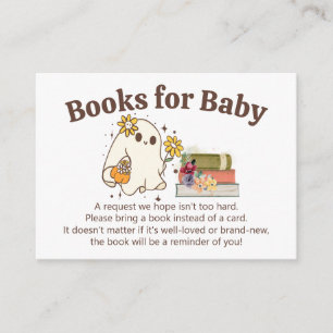Cute Ghost Halloween Baby Shower Books For Baby Enclosure Card