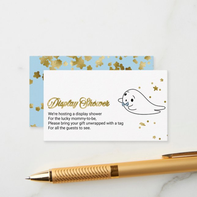Cute Ghost Halloween Baby Shower Display Shower  E Enclosure Card (Front/Back In Situ)