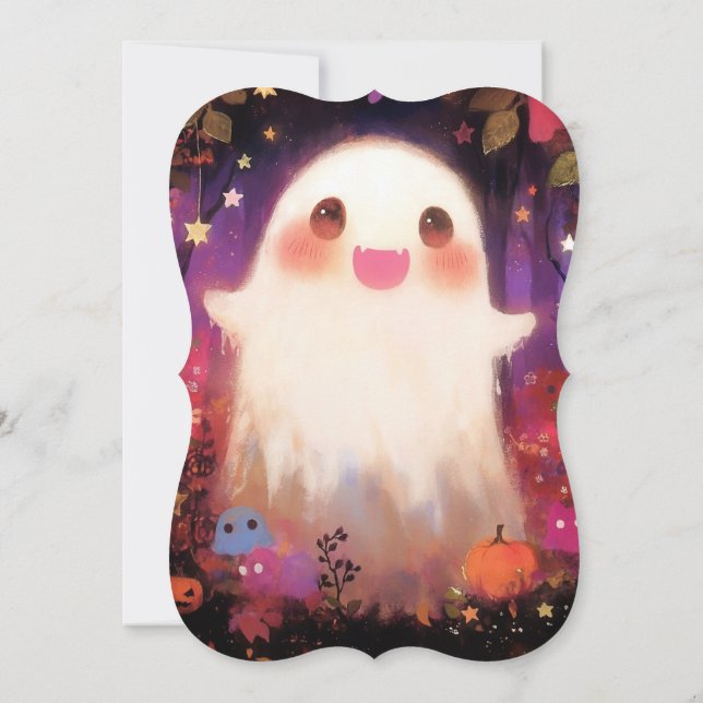 Cute Ghost Halloween Baby Shower Invitation (Back)