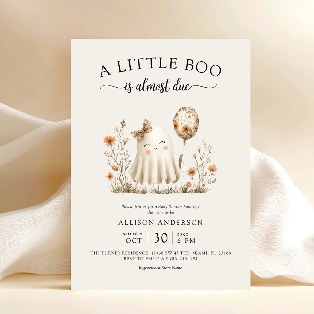Cute Ghost Halloween Baby Shower Invitation (Creator Uploaded)