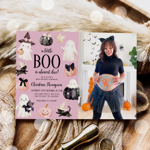 Cute Ghost Halloween Baby Shower Photo Invitation