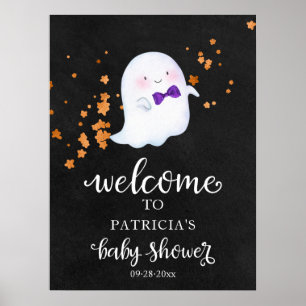 Cute Ghost Halloween Baby Shower Welcome Sign