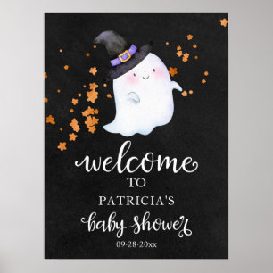Cute Ghost Halloween Baby Shower Welcome Sign