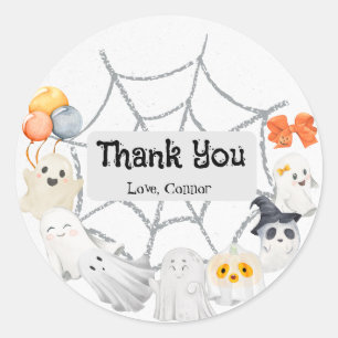 Cute ghost Halloween birthday party  Classic Round Sticker
