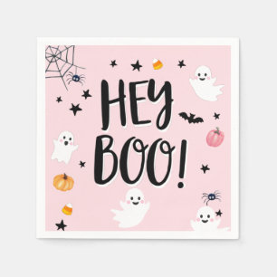 Cute Ghost Halloween Birthday Party Girl Pink Napkin