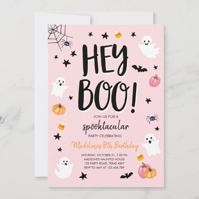 Cute Ghost Halloween Birthday Party Invitation (Front)