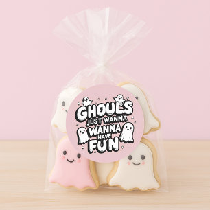 Cute Ghost Halloween Birthday Pink Ghoul Classic Round Sticker