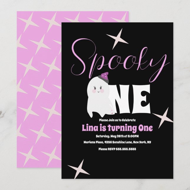 Cute Ghost Halloween Birthday Spooky One Invitation (Front/Back)